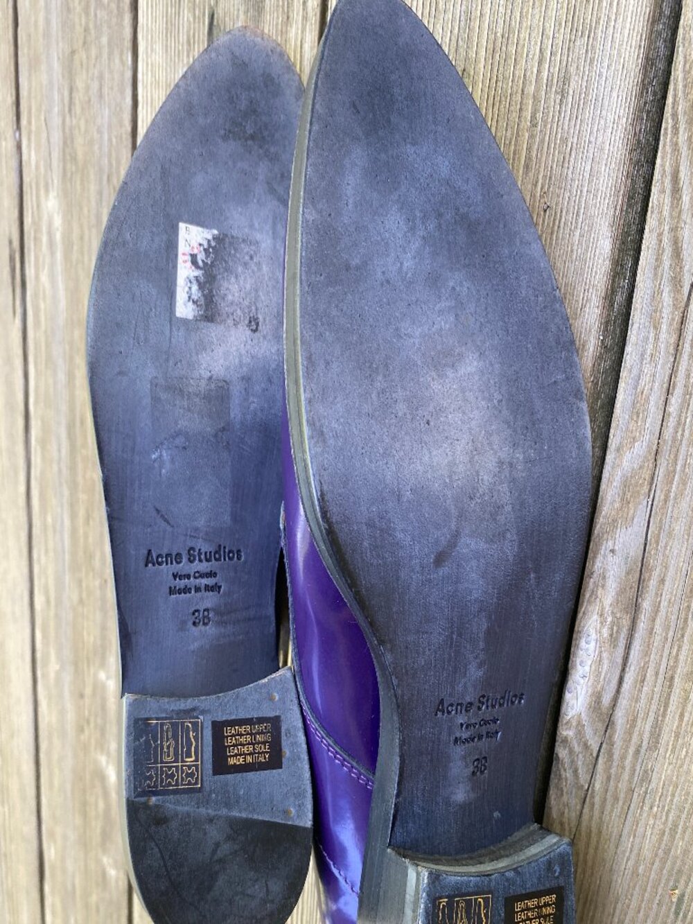 ACNE Studios Purple Leather Patent Lark Oxford Pointy Shoes -Size 38 Euro/8 USA - Picture 4 of 8